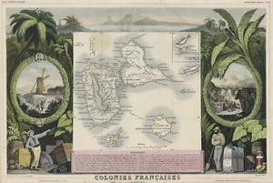 Antique Map "Colonies Francaises (en Amerique)" (Guadeloupe)  Levasseur, 1845 - Picture 1 of 8