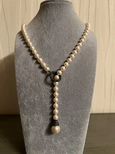 Judith Jack Sterling Silver Pearls Marcasite Necklace - Picture 1 of 8