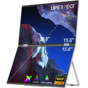 UPERFECT 15.6" FHD Stacked Portable Monitor - Foldable Laptop Screen Extender - Picture 1 of 9