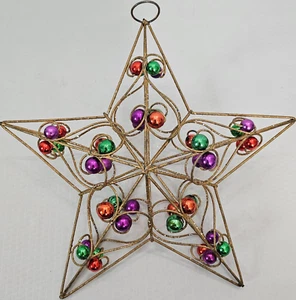 Topper de árbol de Navidad metálico 5 puntos estrella dorado con mini bolas grandes 10x10 - Imagen 1 de 7