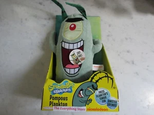 PANTALONES CUADRADOS BOB ESPONJA PLANCTON POMPOSO 11 PULGADAS DE ALTO (JUGUETE DE PELUCHE PARLANTE) - Imagen 1 de 1