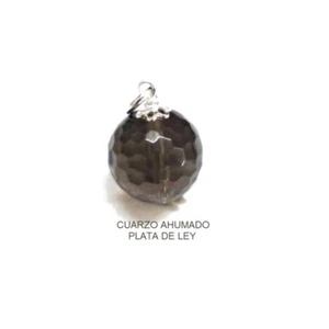 COLGANTE de CUARZO AHUMADO Facetado 14 MM y PLATA de LEY 925. Nuevo + Estuche - Imagen 1 de 2