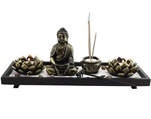 Mesa de Feng Shui Jardín Zen Buda Roca Vela de Arena Quemador de Incienso Vendedor de EE. UU. - Imagen 1 de 7