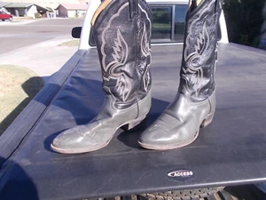 Used Distressed Tony Lama Western Cowboy Boots Mens Sz 10 D Black Gray - Picture 1 of 10
