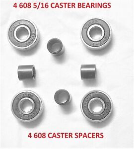 4 WHEELCHAIR FRONT CASTER WHEEL BEARINGS, 4 SPACERS, 5/16, QUICKIE TILITE 
