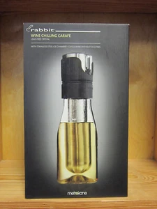 Crystal Wine Chilling Carafe &Decanter Metrokane Rabbit Glass Stainless Chiller - Picture 1 of 4