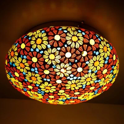 Luminária de teto em mosaico turco pendurada étnica boho decoração de quarto - Imagem 1 de 4