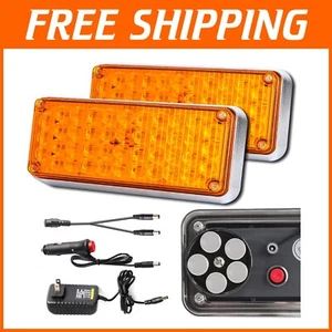 Upgraded 2pcs Wireless Magnetic Amber Beacon Lights - Rechargeable LED Warning - Picture 1 of 9