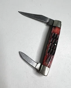 Vintage Frost Cutlery BERETTA Small Stag Handle 2 Blade Pocket Knife - Picture 1 of 13
