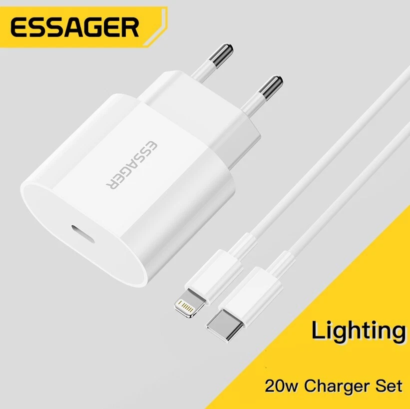 CARICABATTERIE ESSAGER PER iPHONE E DISPOSITIVI APPLE CON CAVETTO ATTACCO APPLE - Immagine 1 di 1