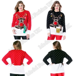 Damas Hombres Fairisle Tejido Retro Jumper Navidad Navidad Novedad Suéter Talla 8-14 - Imagen 1 de 3