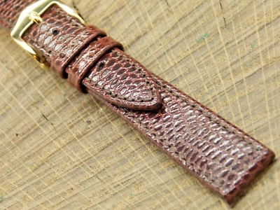 Correa de reloj vintage Hirsch grano lagarto con hebilla tono dorado nueva de stock sin usar 14 mm Foto 1 de 4