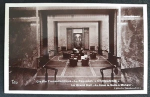 Cie Gle Transatlantique SS Normandie Grand Hall Old Interior Postcard - Picture 1 of 2