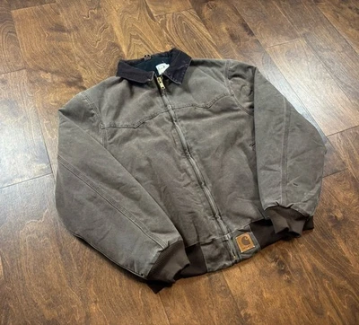 Chaqueta de Colección Carhartt Santa Fe Para Hombres XL Marrón Acolchada Cuello Pana J14 CHT Foto 1 de 4
