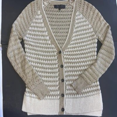 Rag & Bone Womens Cardigan Small S Alpaca Blend Gold Metalic Knitted Sweater - Image 1 of 4