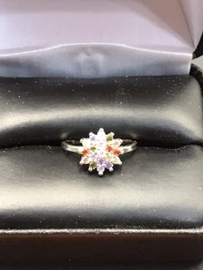 925 Sterling Silver Multiple Gemstone Ladies Ring Size 5.5 - Picture 1 of 15