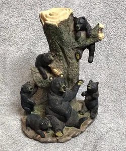 Vintage Bär mit Jungen im Baum Resin Figur Regal Sitter - Bild 1 von 10