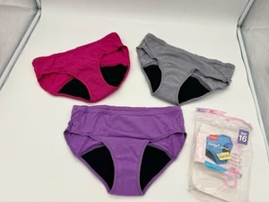 Hanes Girls' 3pk Hipster Comfort Period Underwear Moderate  Protection size 16 - Picture 1 of 2