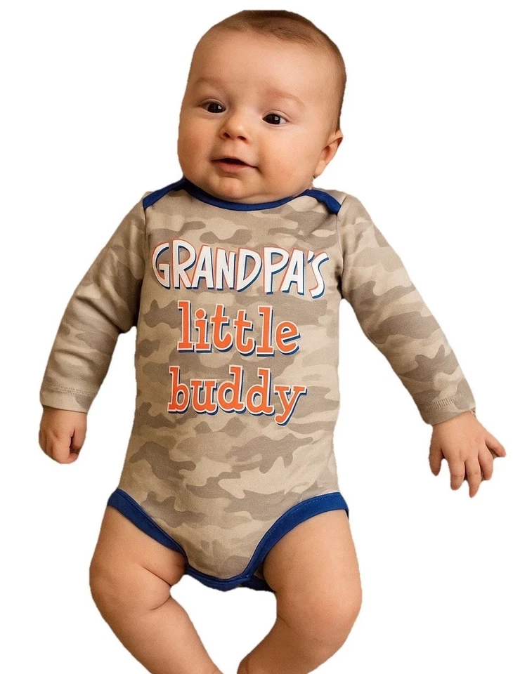 Kidgets Grandpa’s Little Buddy Camuflaje Manga Larga Una Pieza Infantil Talla 0-3 Meses Foto 1 de 4