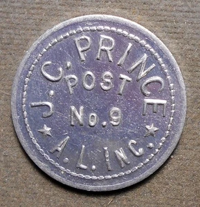 New London CT: J.C. Prince Post No. 9, A.L. Inc Good For 10c In Trade. Alumin - Picture 1 of 2