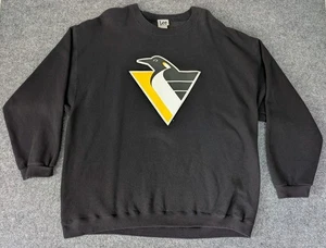 Vintage Lee Sport Pittsburgh Penguins Crewneck Sweater Lemieux 66 Sz 2XL Black  - Picture 1 of 9
