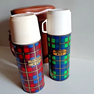 Vintage Trinkflasche Thermoskanne Tasche Sncf Scottish Style 1960er Made in England - Bild 1 von 7