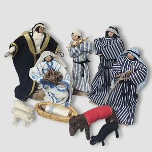 Palestinian Refugee Camp Jericho Jordan 10 Piece Nativity Scene Handmade '70s - Picture 1 of 8
