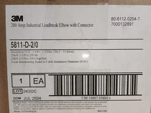 Codo rompe carga industrial 3M 5811-D-2/0, 200 amperios con conector, 2/0 trenzado - Imagen 1 de 7