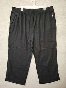 Old Navy Linen-Blend Wide-Leg Pants Womens 3X Black Elastic Waist Beach NEW - Picture 1 of 8