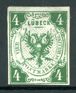 Germany States 1859 Lubeck 4s Green Sc#5 Reprint Mint W820 - Picture 1 of 6