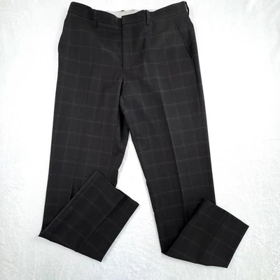 Etro Pants Mens 34 US Gray Windowpane Wool Dress Slacks Flat Front Made in Italy - Image 1 of 4