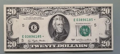 1977 Twenty Dollar Federal Reserve Note $20 STAR NOTE Uncirculated #96432 - Image 1 of 2
