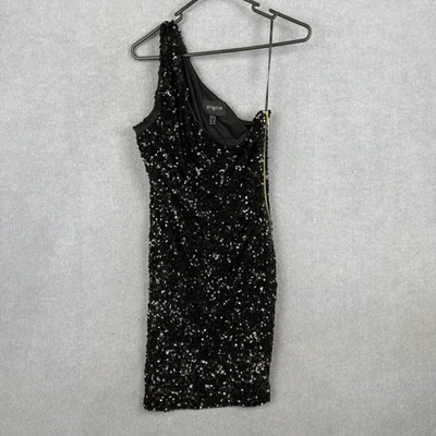 Pilgrim Dress Womens 10 Black Full Sequin One Shoulder Mini Evening Event - image 1 of 4