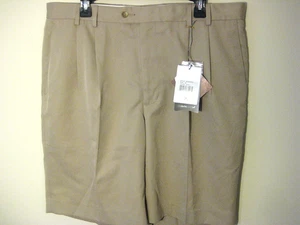 NWT Vintage & Rare CUTTER & BUCK Size 38 COCONA DryTec LUXE Pleated Khaki Shorts - Picture 1 of 13