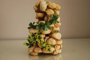 Aquarium Sandstone Column Ornament & Plants 11 x 9 x 16 cms For All Aquariums   - Picture 1 of 5