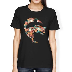 Camiseta para mujer 1Tee holgada zorro flores tropicales - Imagen 1 de 5