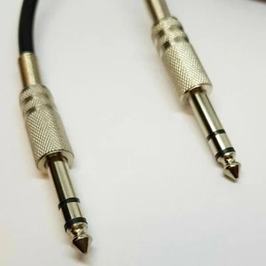 Stereo Jack 6.35mm 1/4 inch METAL Plug to Plug Cable Lead Black 1.5 m black - Picture 1 of 4