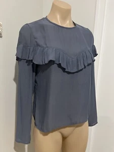 Fabulous Fleur Wood Duck Egg Blue Boho Blouse Long XS 0 Sleeve Exc Cond - Picture 1 of 3