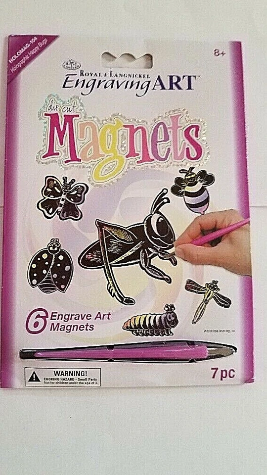 ENGRAVING ART - 6 INSECT ART MAGNETS (L-5) FREE SHIP - image 1 of 2