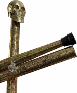 Vintage terminator skull full brass head handle new designer walking stick style - Picture 1 of 12
