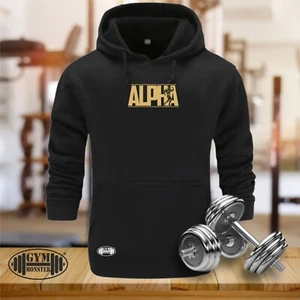 Sudadera con capucha alfa gimnasio ropa culturismo entrenamiento ejercicio músculos MMA parte superior - Imagen 1 de 10