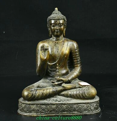 10.2'' Old Tibet Bronze Gilt Shakyamuni Sakyamuni Amitabha Buddha Tower Statue - Image 1 of 4
