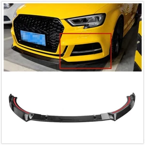 Carbon Fiber Look Front Spoiler Splitter Lip Kit For Audi A3 S3 2017 2018-2020 - Picture 1 of 7