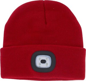 Flashlight Beanie, Rechargeable LED, Adult, RED, Run/Camping/Hiking