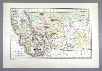 Antique Illustration Map of State of Montana USA Encyclopedia 1901 - Image 1 of 4