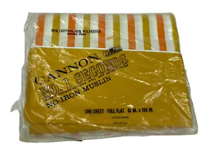 Cannon No. 1 Seconds Vintage Muslin Full Flat Sheet Yellow Striped NOS Sealed - Picture 1 of 11