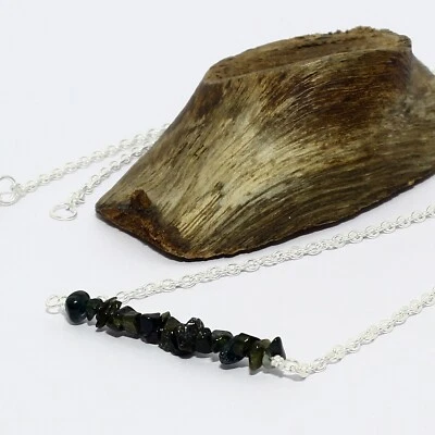 Solid 925 Silver Tourmaline Natural Gemstone Handmade Necklace Jewelry - Image 1 of 3