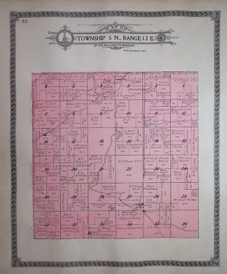 Mapa Plat 1913 5N-12E Twp. KLICKITAT Co. WASHINGTON / APPLETON, 4N-12E en reverso Foto 1 de 4