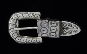 Sterling Silver Ranger Belt Buckle Set By Navajo Artist Nellie Silver - Picture 1 of 1