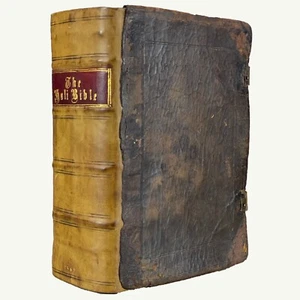 1569 First Edition Quarto Bishops’ Bible with Clasps - Geneva Woodcuts Maps - Picture 1 of 14